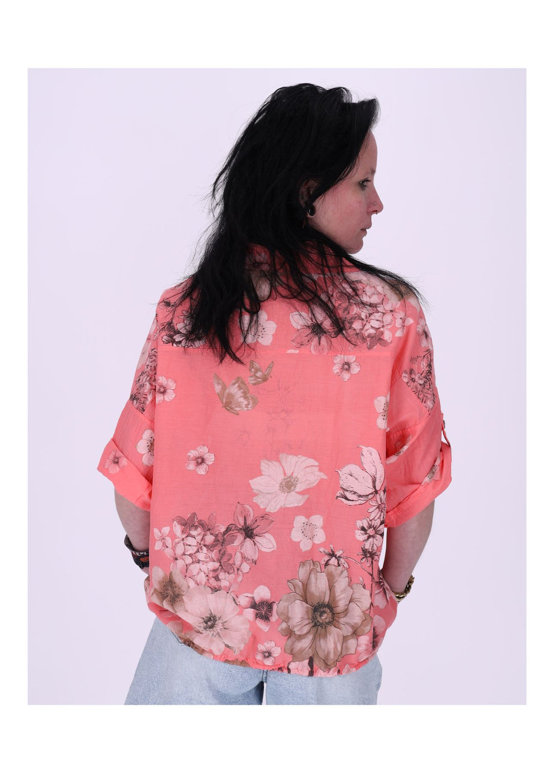 Bluse Halbarm mit Blumen Print