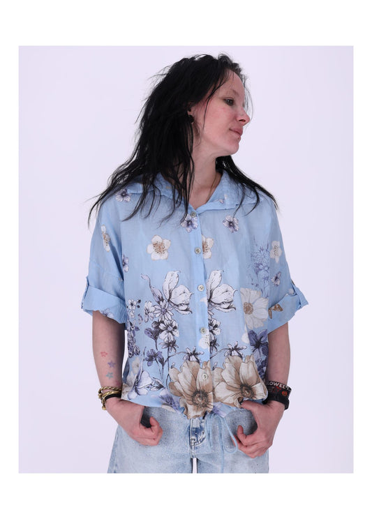 Bluse Halbarm mit Blumen Print