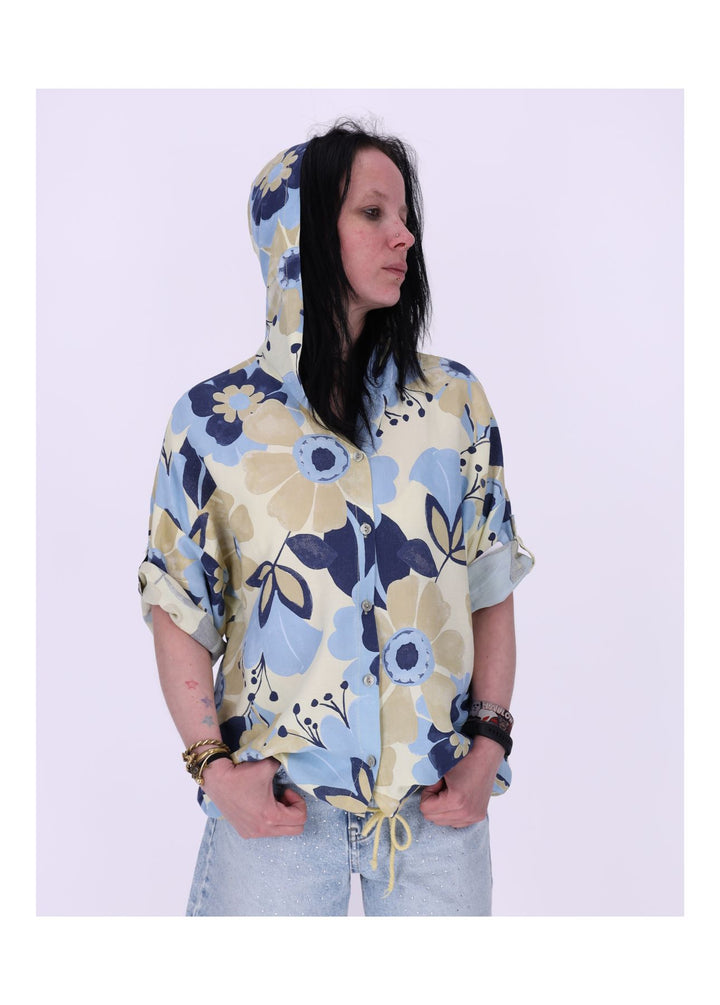 Bluse Kapuze Halbarm Blüte