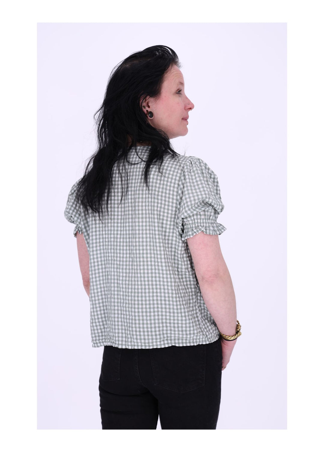 Blusenjacke Damen Kurzarm Karo