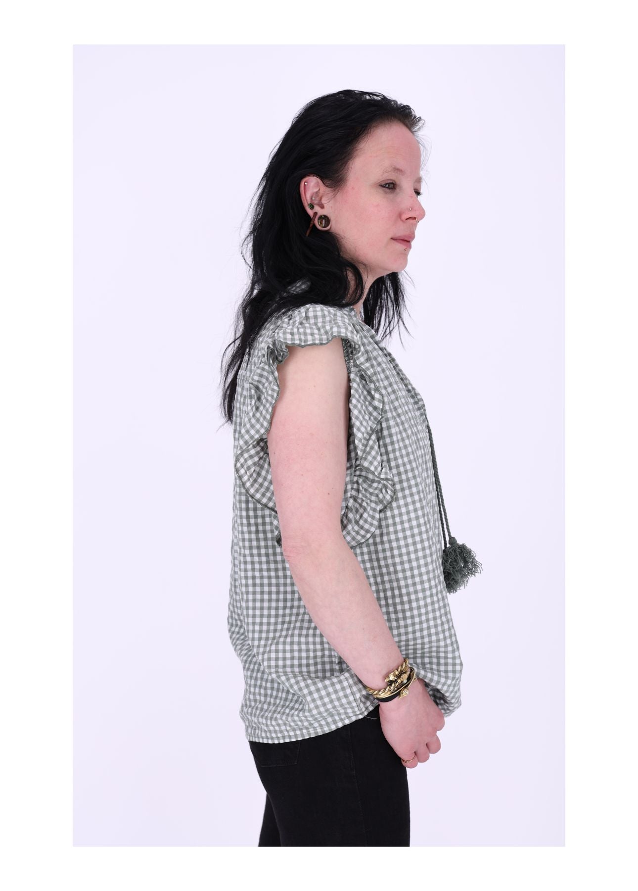 Blusenshirt Damen Kurzarm Karo