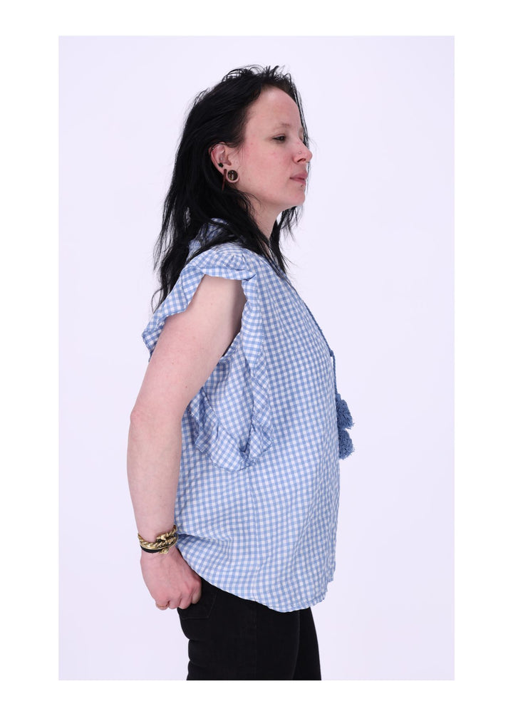 Blusenshirt Damen Kurzarm Karo