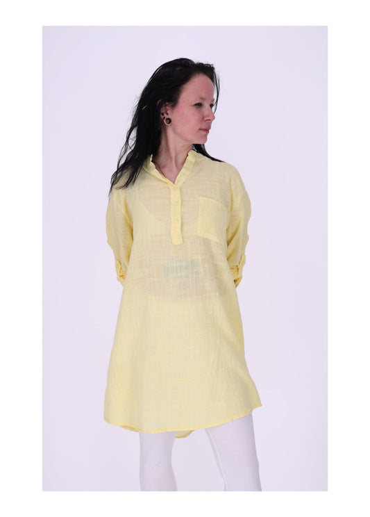 Longshirt Damen Brusttasche Krempelarm