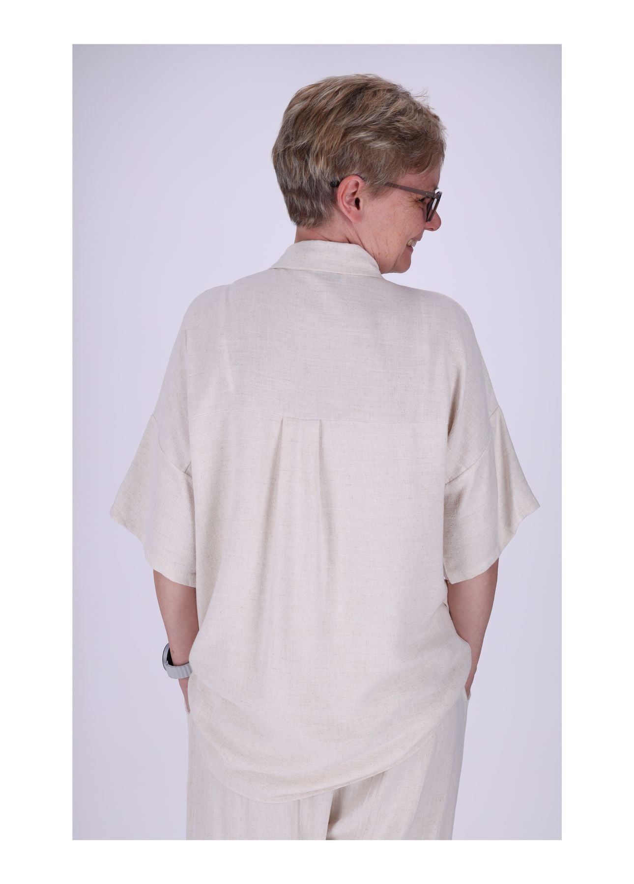 Bluse Damen zwei Brusttaschen gold besprüht