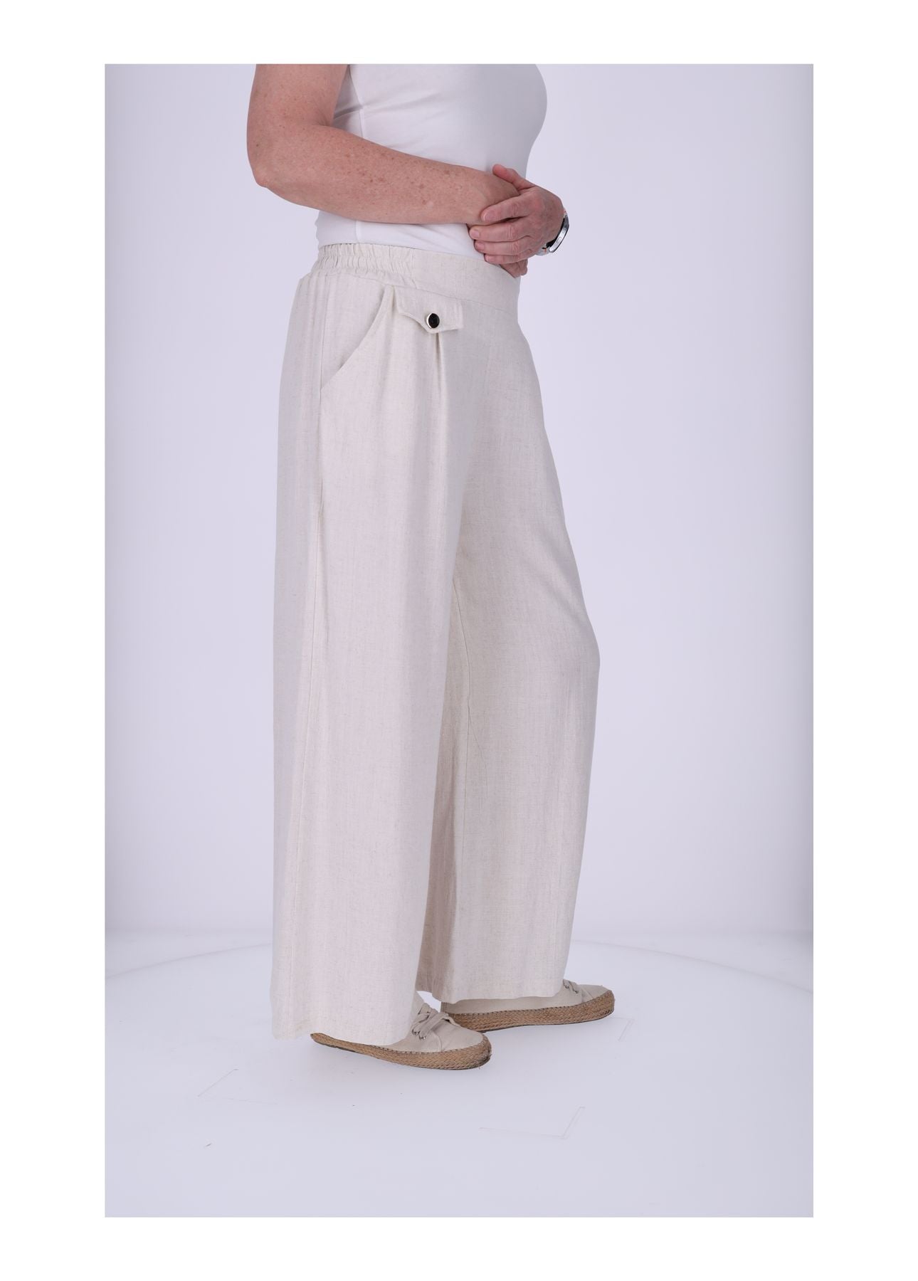 Hose Damen Leinenoptik weites Bein