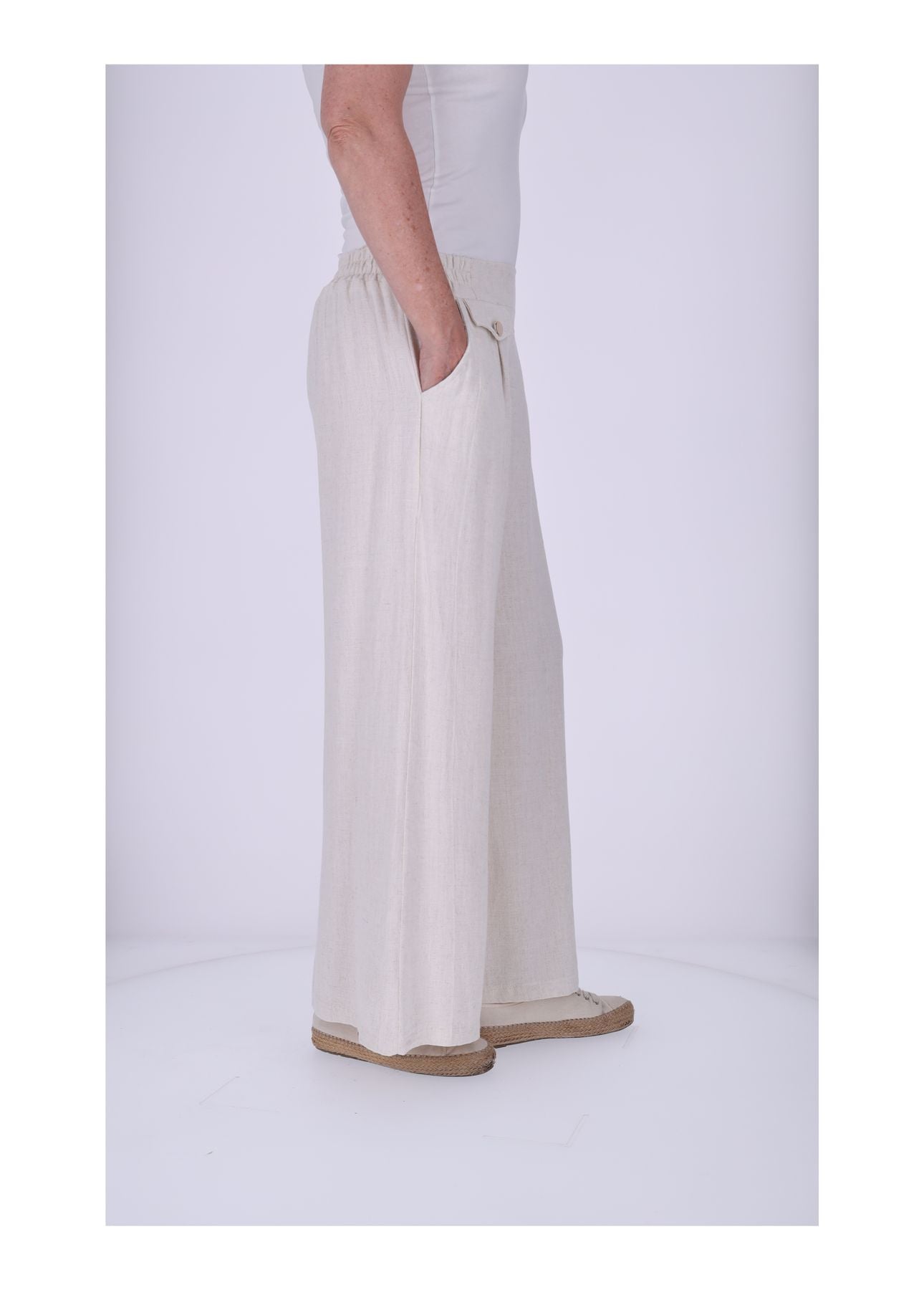 Hose Damen Leinenoptik weites Bein