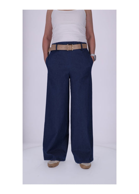 Hose Damen weites Bein Gürtel
