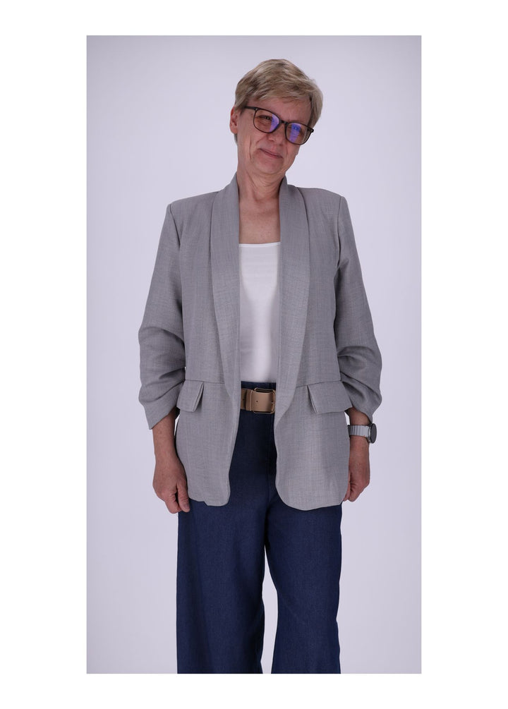 Blazer Damen offen Leinenoptik