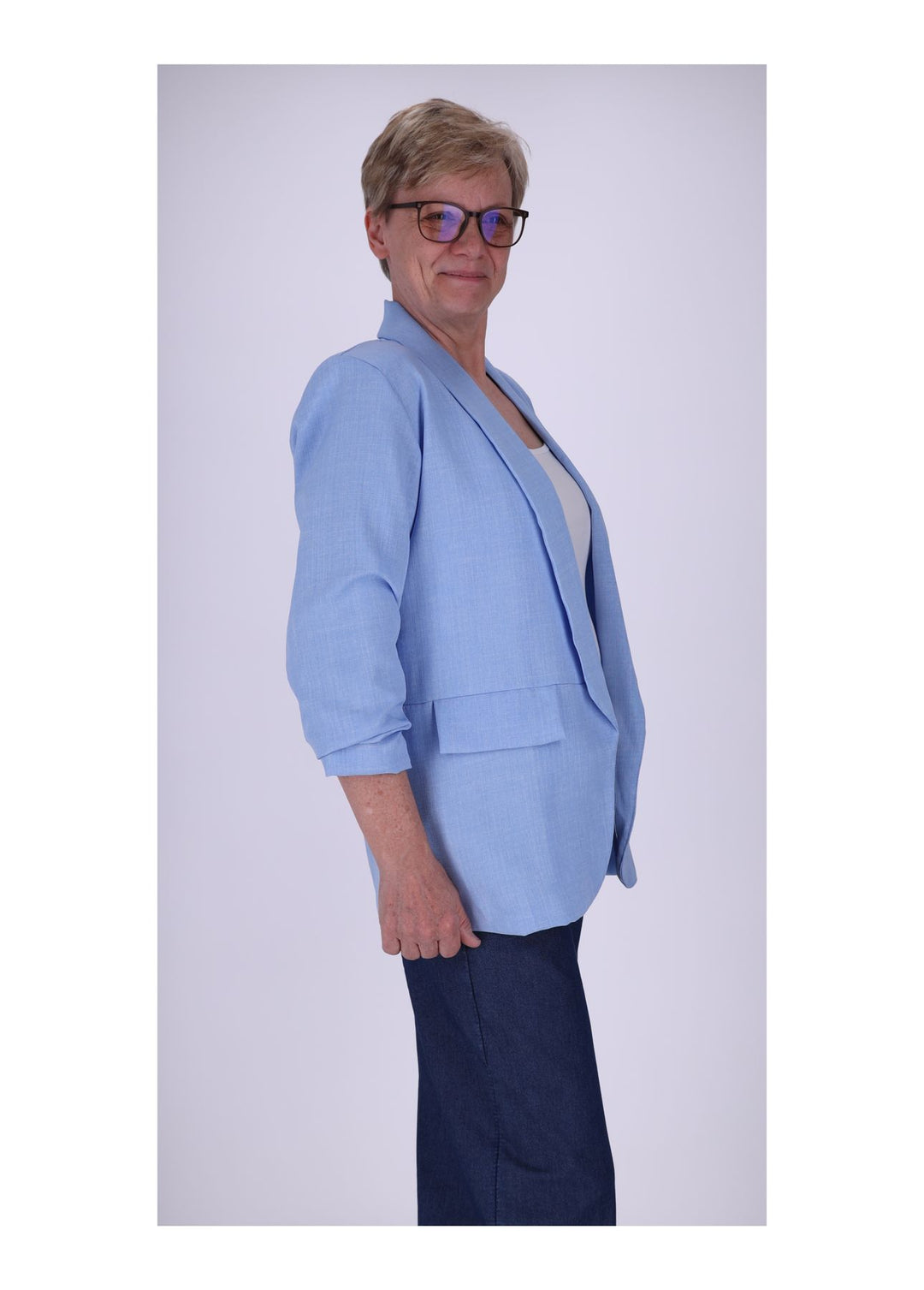 Blazer Damen offen Leinenoptik