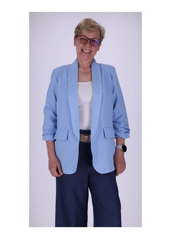Blazer Damen offen Leinenoptik
