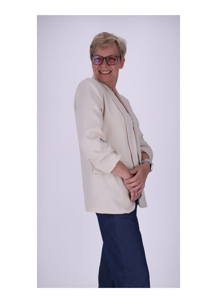 Blazer Damen offen Leinenoptik