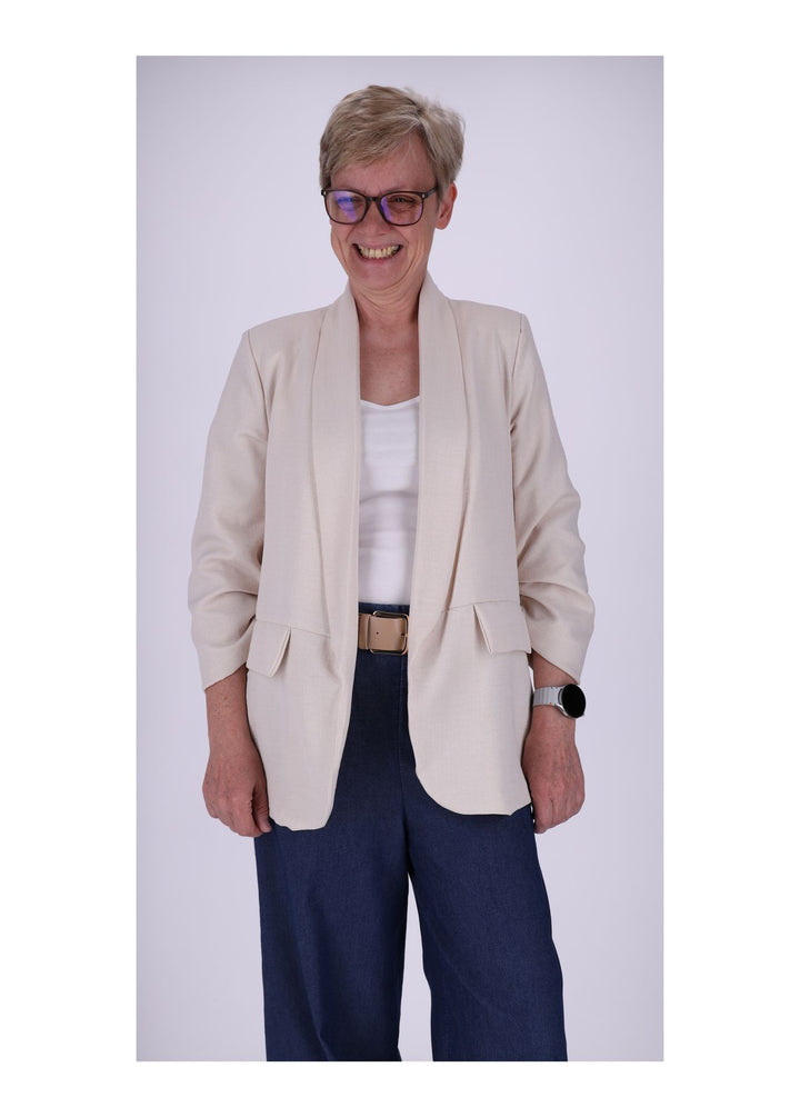 Blazer Damen offen Leinenoptik