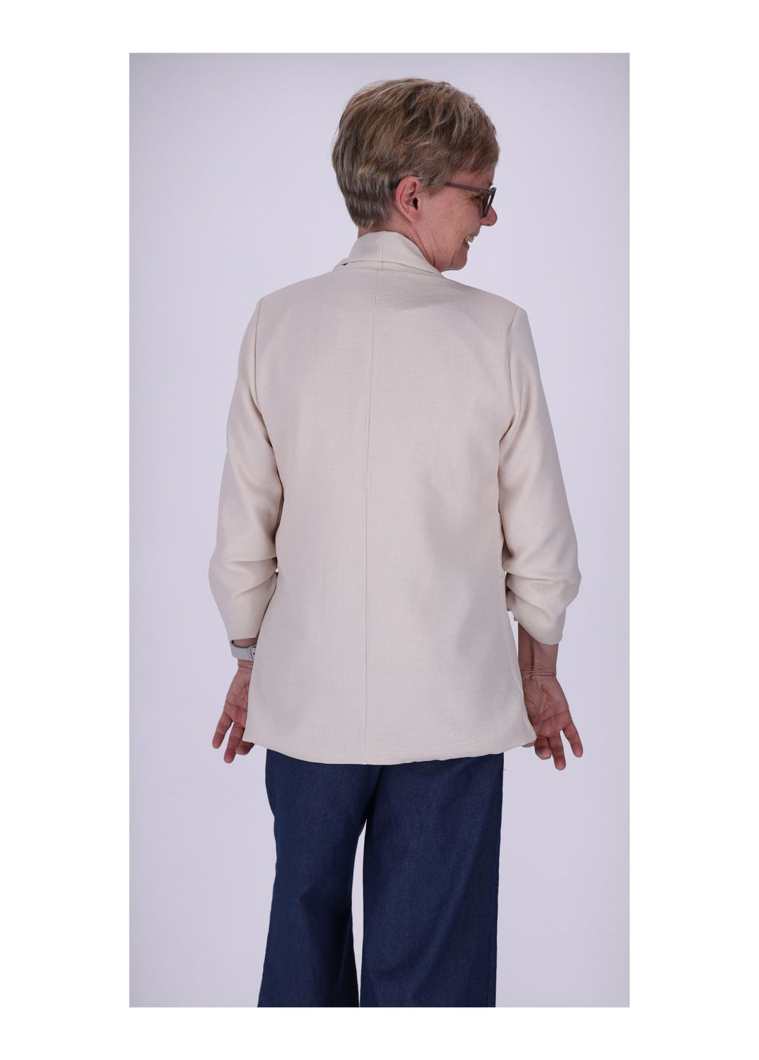 Blazer Damen offen Leinenoptik