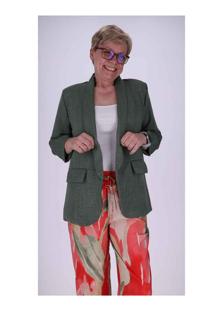 Blazer Damen offen Leinenoptik