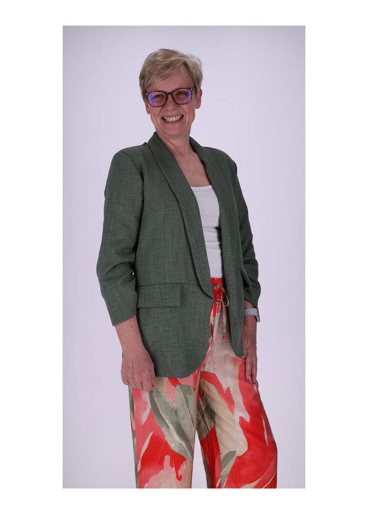 Blazer Damen offen Leinenoptik