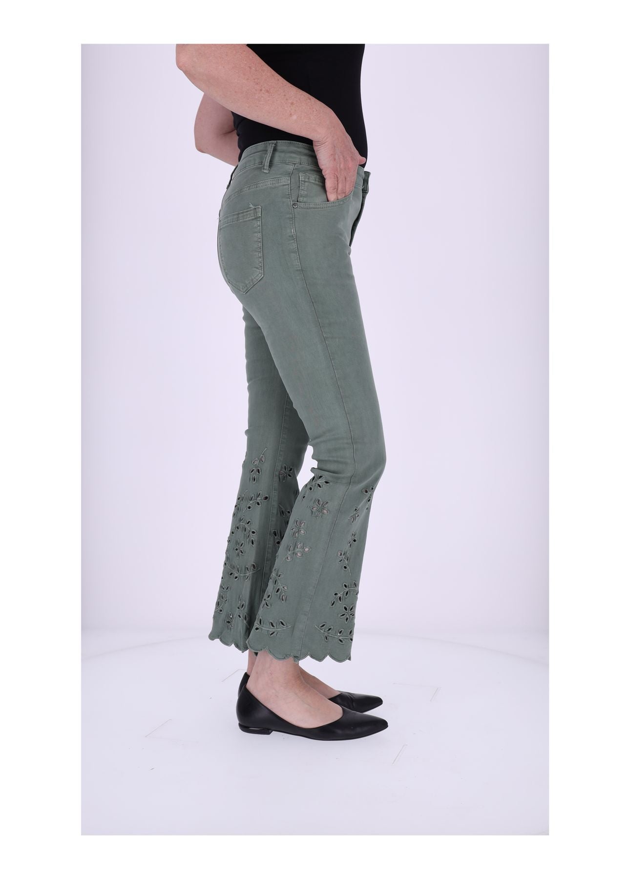 7/8 Hose Damen Lochstickerei