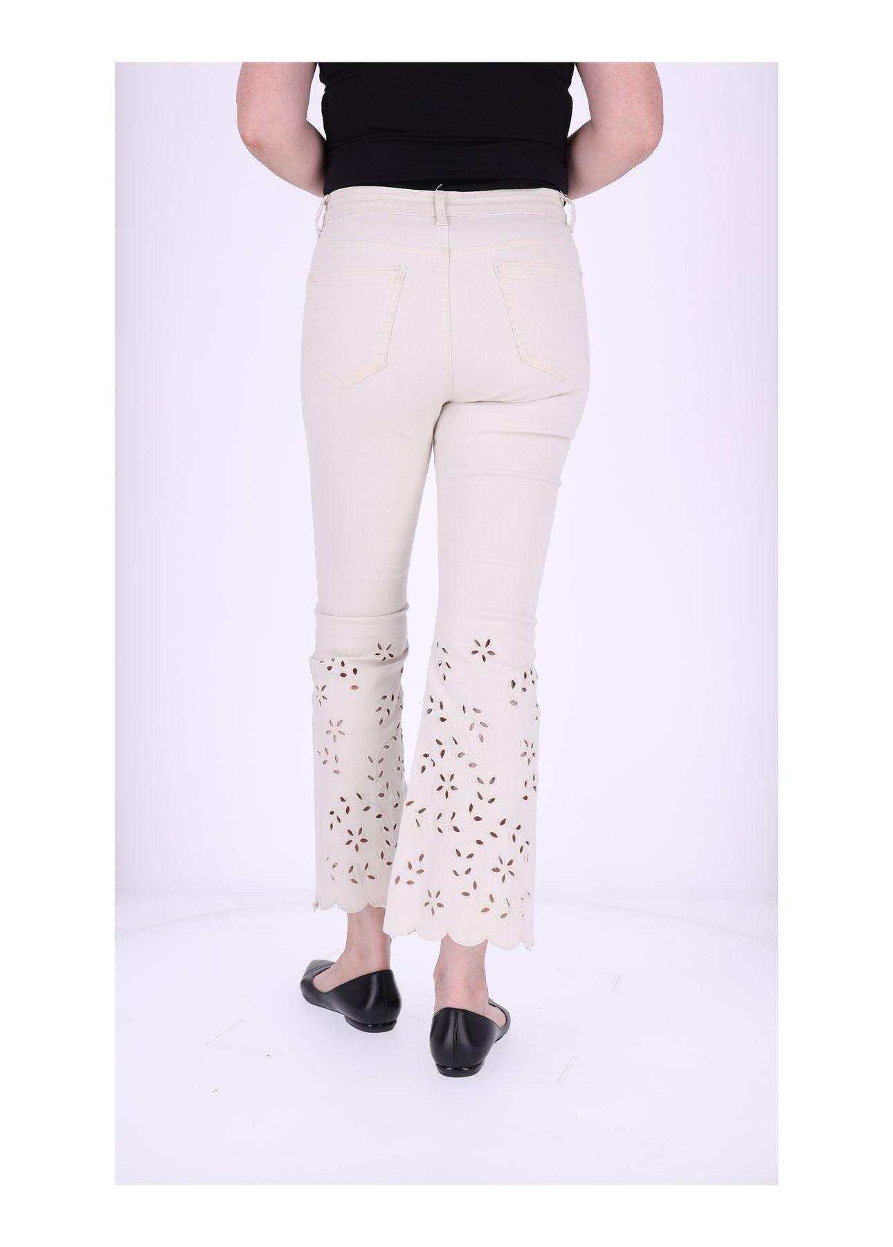 7/8 Hose Damen Lochstickerei