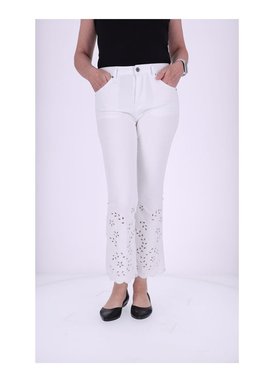 7/8 Hose Damen Lochstickerei