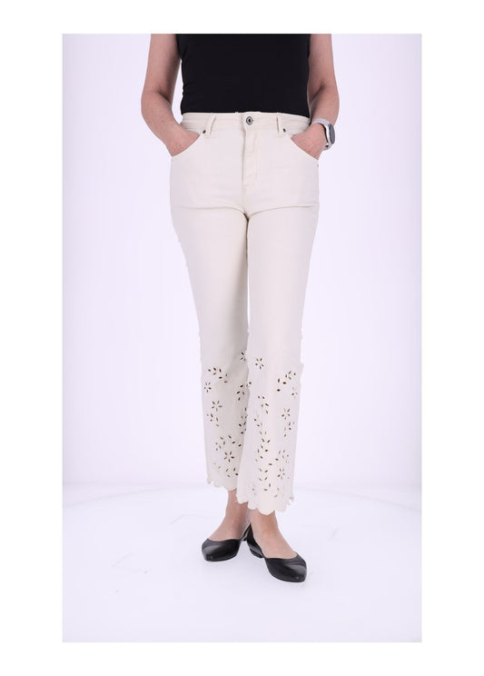 7/8 Hose Damen Lochstickerei