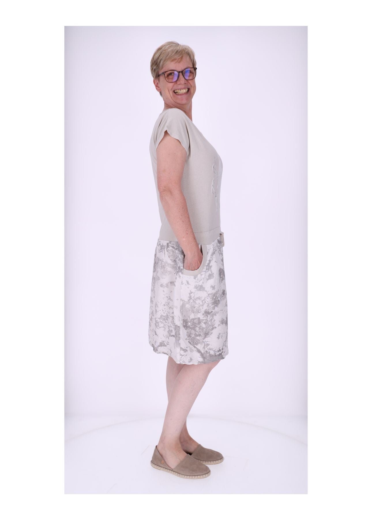 Damen Sweatkleid Rock Marmoriert