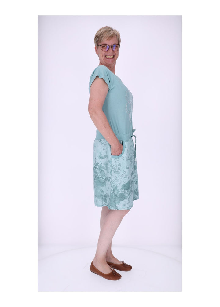 Damen Sweatkleid Rock Marmoriert