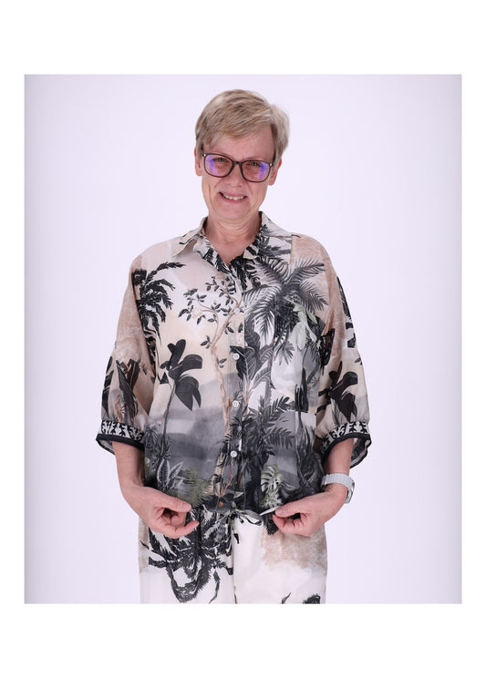 Bluse Damen Print Tunnelzug
