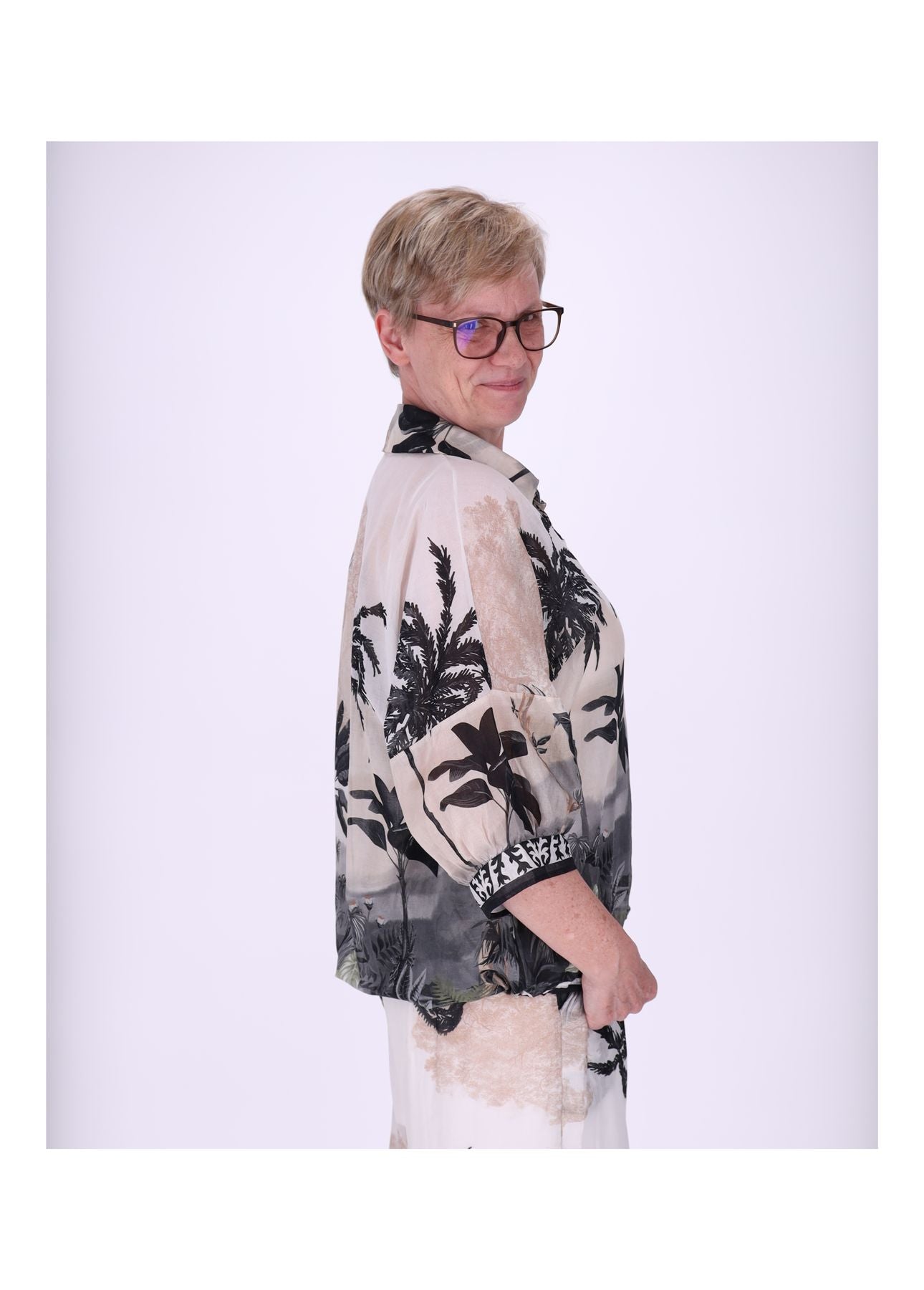 Bluse Damen Print Tunnelzug