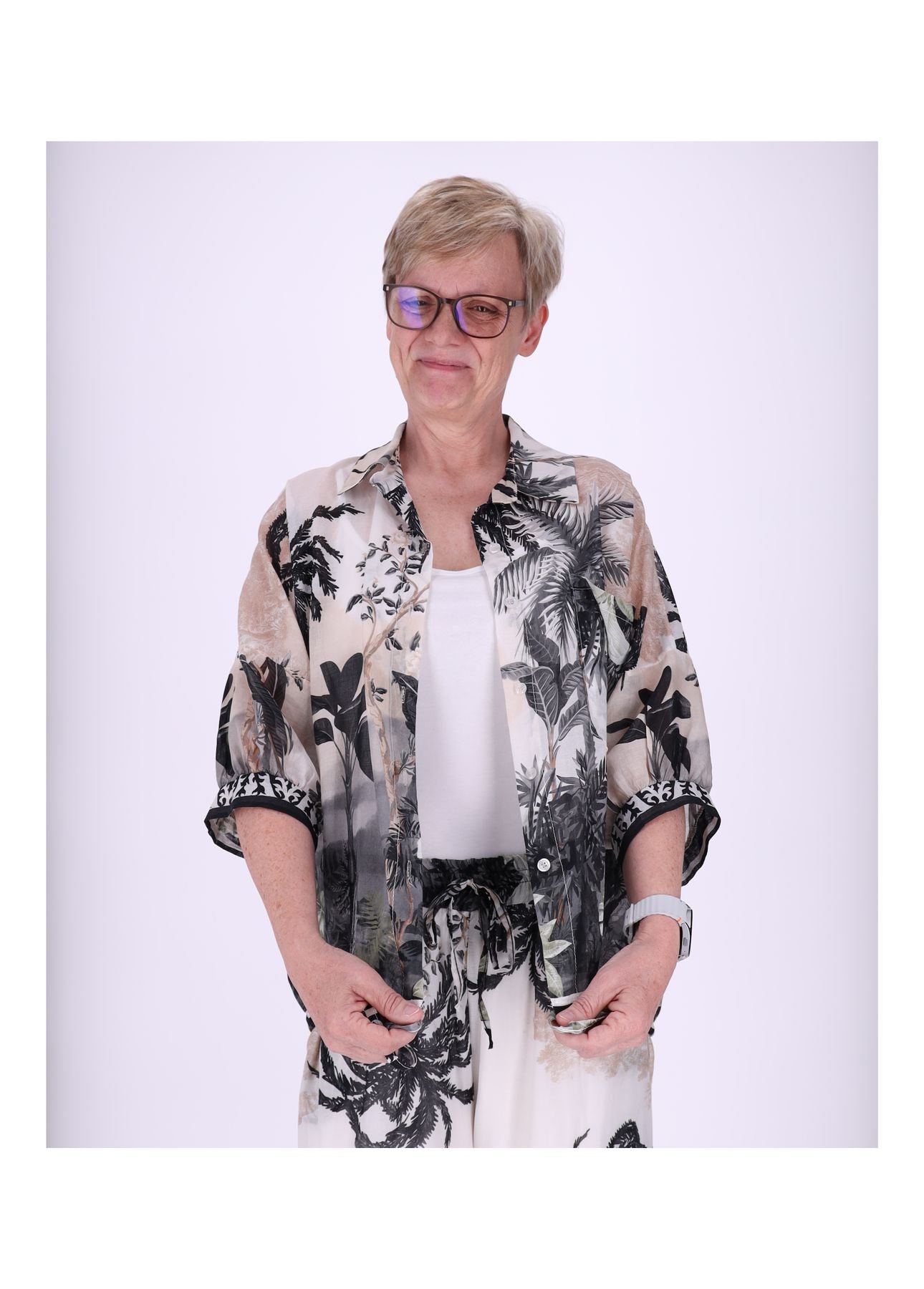 Bluse Damen Print Tunnelzug