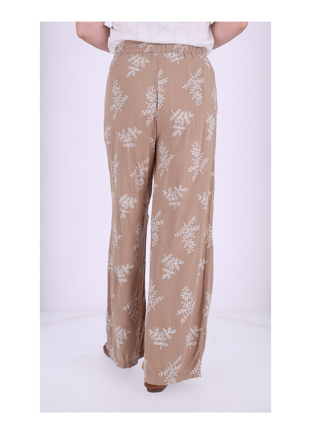 Damen Schlupfhose mit Flockprint – Braun