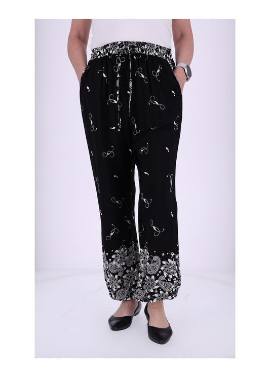 Schlupfhose Damen Print Floral Gummizug am Bein