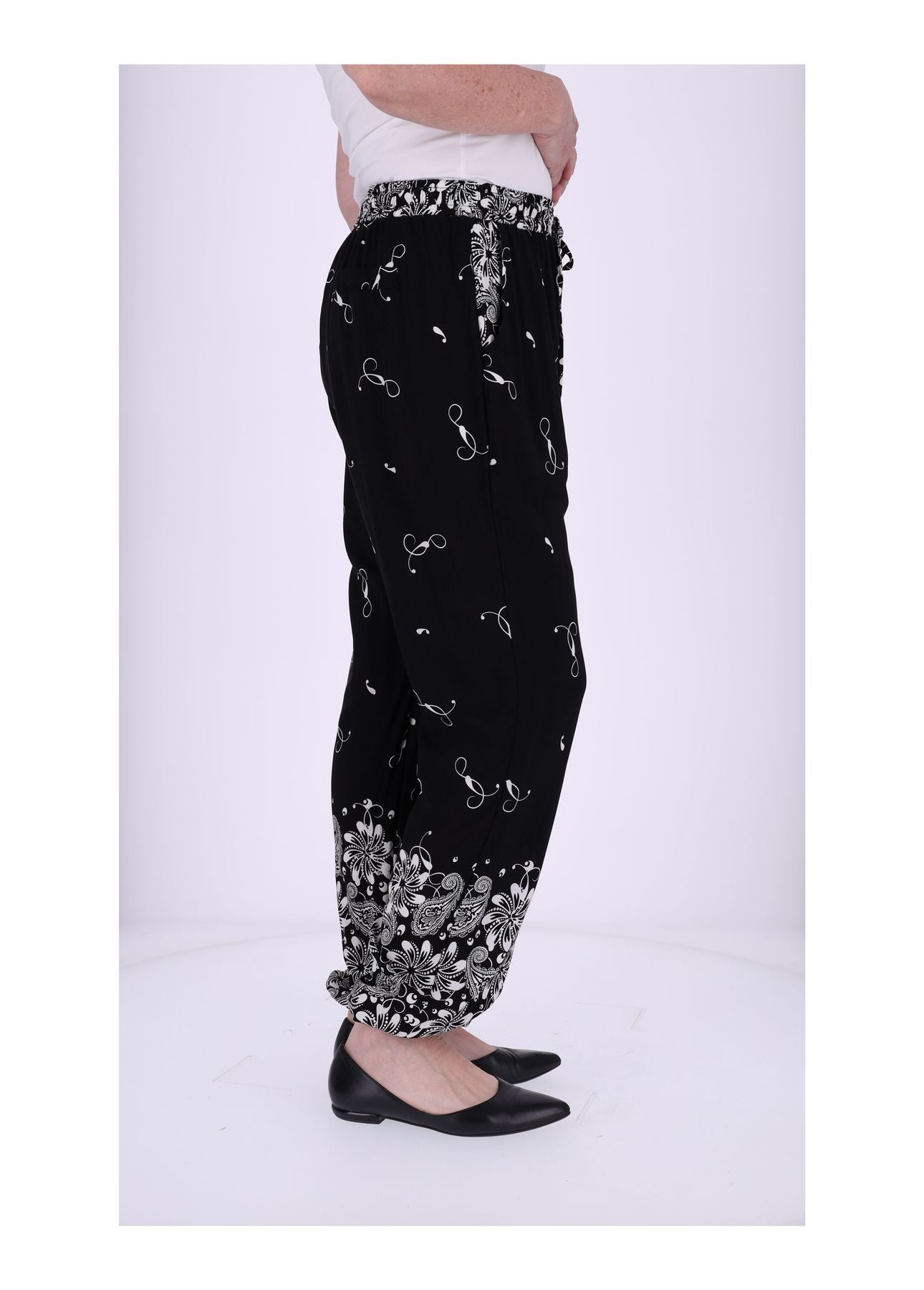 Schlupfhose Damen Print Floral Gummizug am Bein