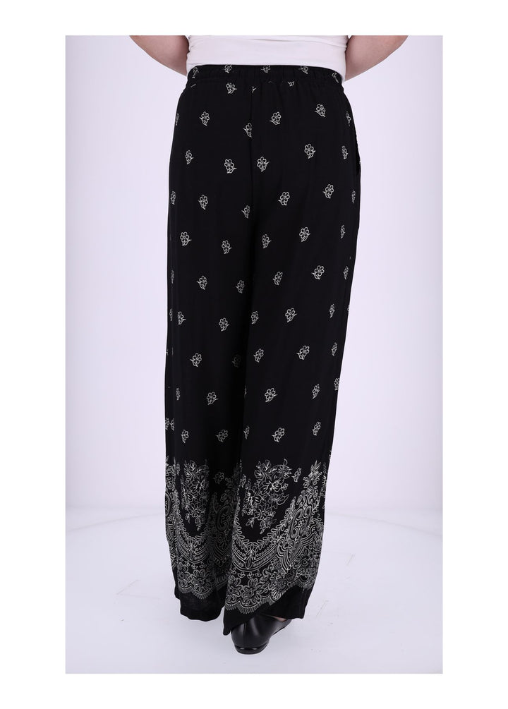 Damen Schlupfhose mit Blumenprint – Schwarz