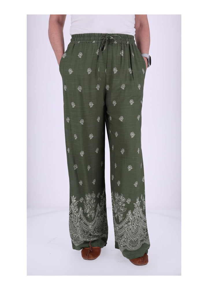 Damen Schlupfhose mit Blumenprint – Khaki