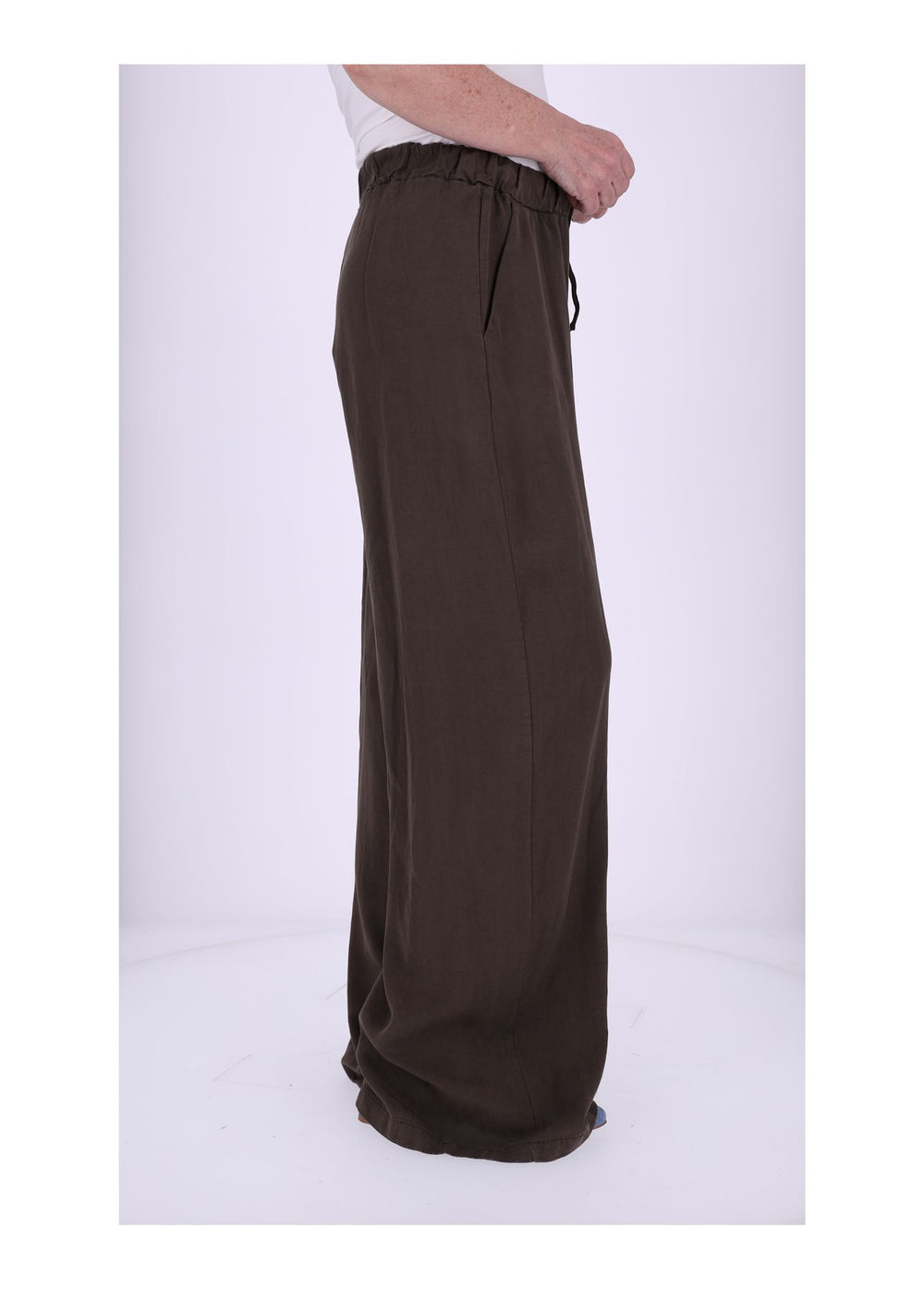 Damen Palazzo Hose mit weitem Bein und Tunnelzug – Braun