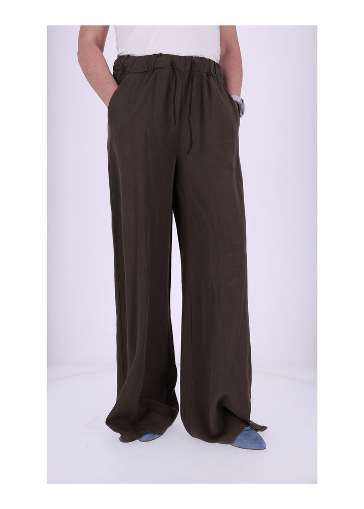 Damen Palazzo Hose mit weitem Bein und Tunnelzug – Braun