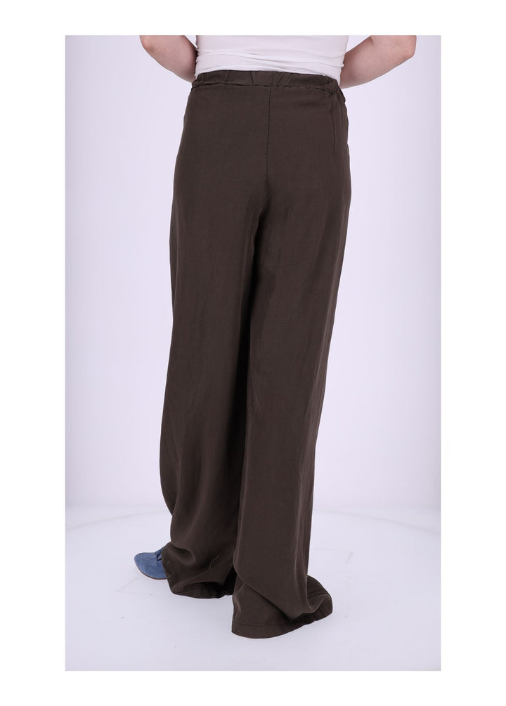 Damen Palazzo Hose mit weitem Bein und Tunnelzug – Braun