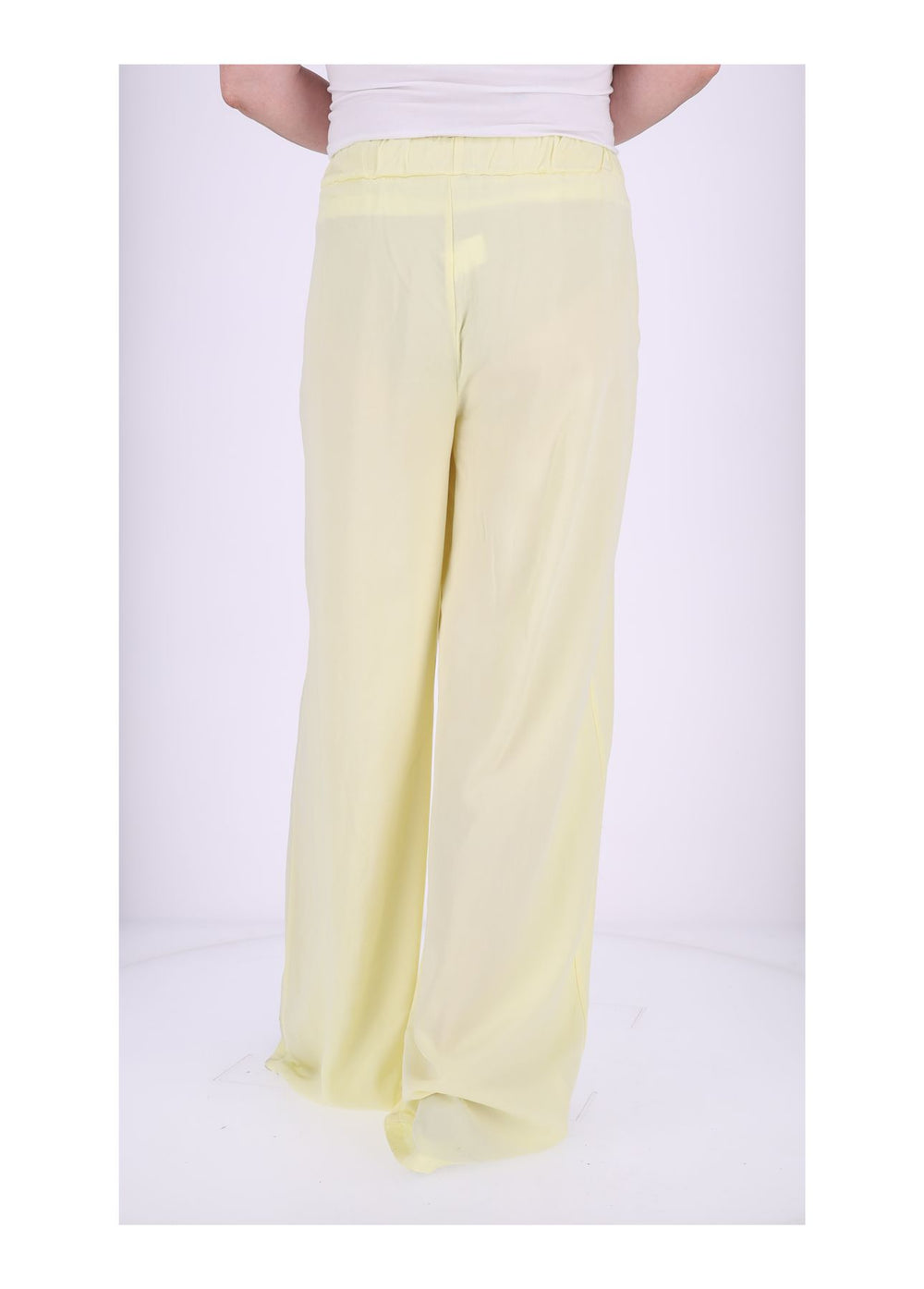 Damen Palazzo Hose mit weitem Bein und Tunnelzug – Gelb