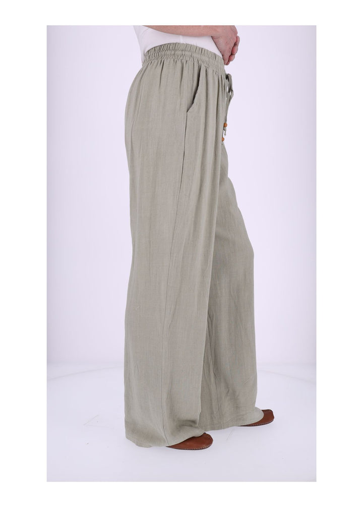 Damen Schlupfhose in Leinenoptik mit weitem Bein