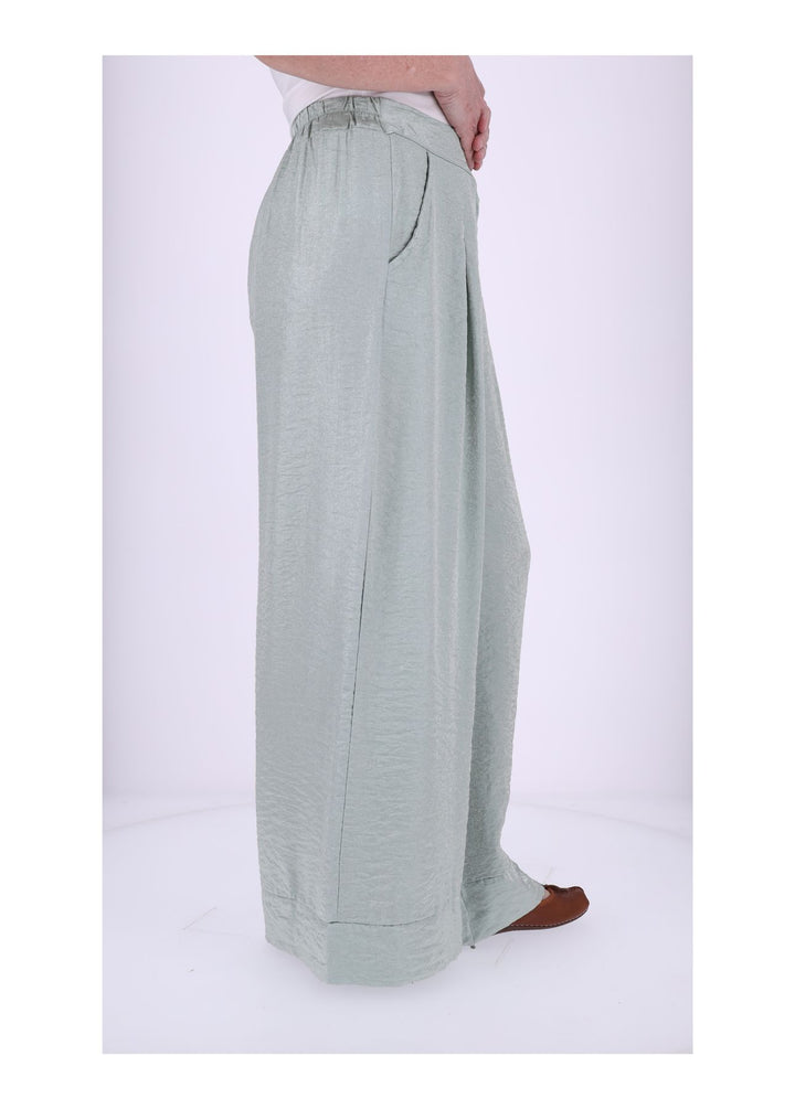 Damen Hose mit weitem Bein – Metallic Hellgrün