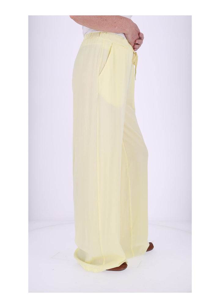 Damen Palazzo Hose mit weitem Bein und Tunnelzug – Gelb