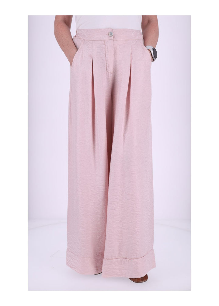 Damen Hose mit weitem Bein – Metallic Rosé