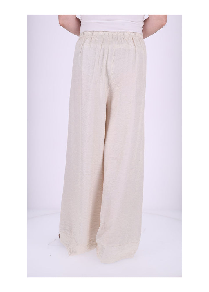 Damen Hose mit weitem Bein – Metallic Beige