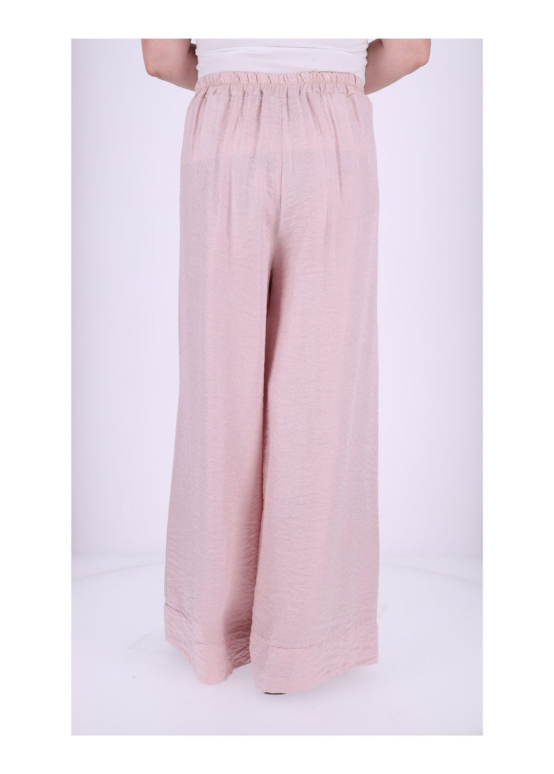 Damen Hose mit weitem Bein – Metallic Rosé