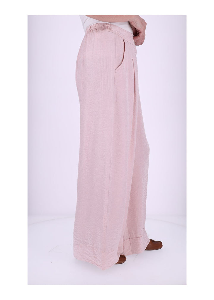 Damen Hose mit weitem Bein – Metallic Rosé