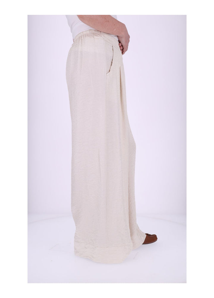 Damen Hose mit weitem Bein – Metallic Beige