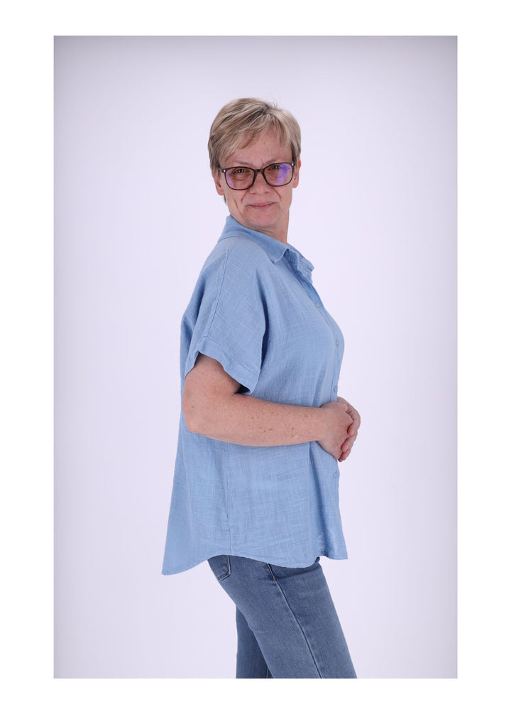 Bluse Damen 1/2 Arm Leinenoptik