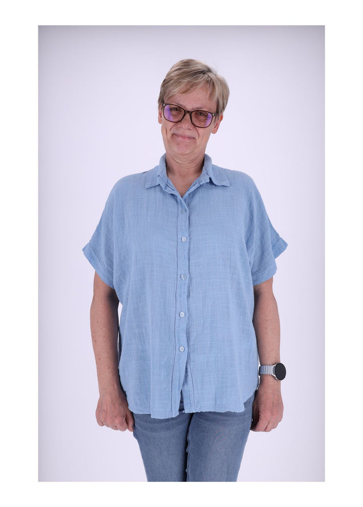 Bluse Damen 1/2 Arm Leinenoptik