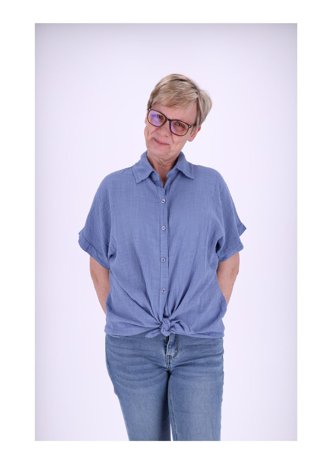 Bluse Damen 1/2 Arm Leinenoptik