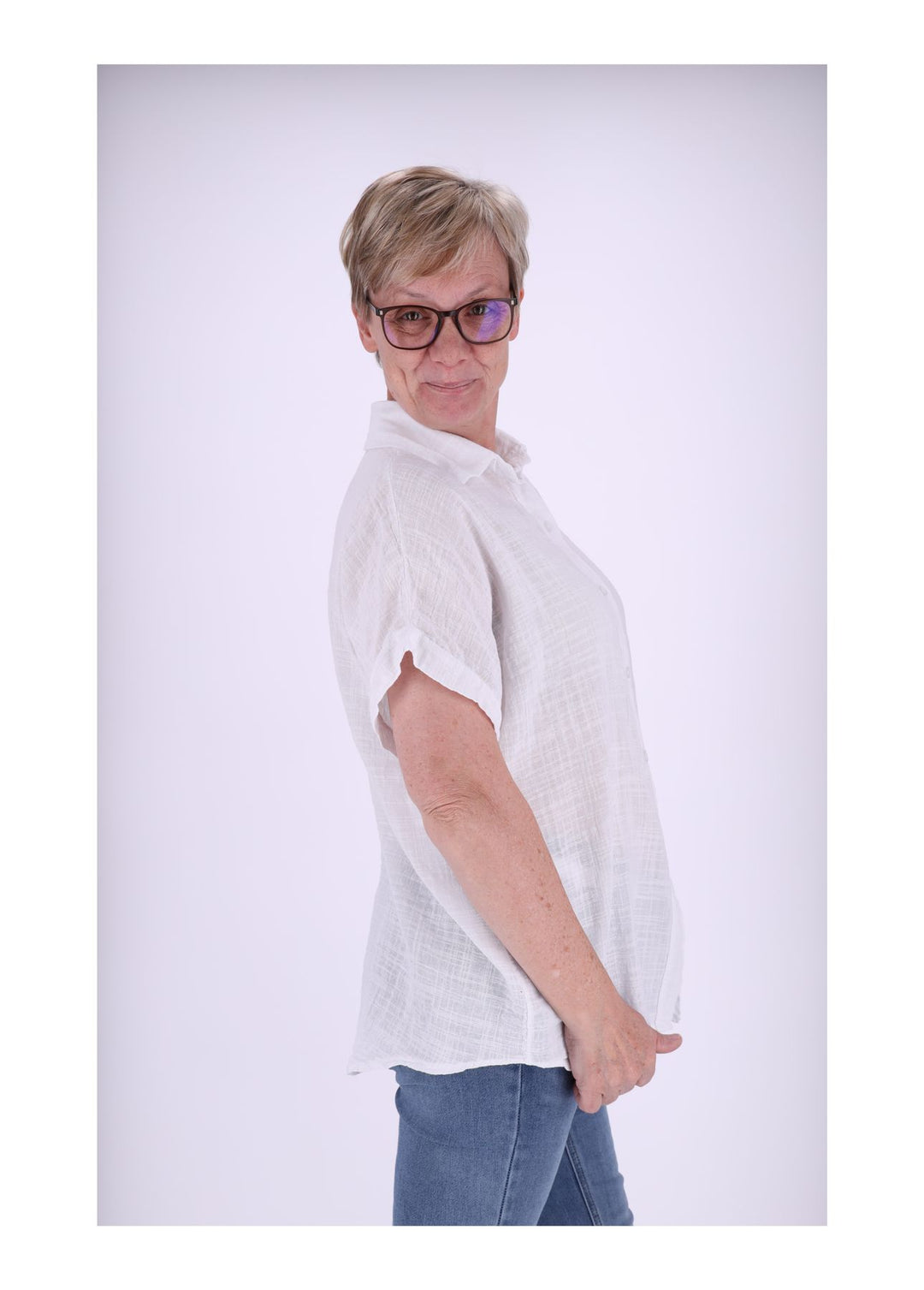 Bluse Damen 1/2 Arm Leinenoptik