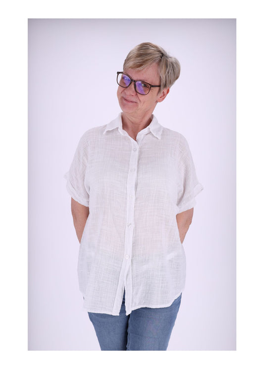 Bluse Damen 1/2 Arm Leinenoptik